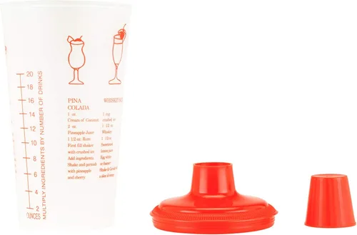 Vista 4 de Collins - Coctelera roja para recetas con tapa y colador integrado, 30 onzas Rojo