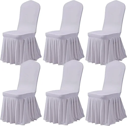 Vista 28 de Dimatic Juego de 2 fundas elásticas para sillas de comedor, fundas Parsons con falda, de elastano súper ajuste, funda protectora de asiento para Azul
