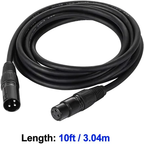 Vista 2 de Cable DMX de 10 pies / 10.0 ft, 4 paquetes de cables DMX de 3 pines, cables DMX, DMX512 XLR macho a hembra cable de señal de luz de escenario