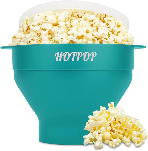 Vista 14 de El Hotpop Original - Palomitero para microondas, Popcorn, contenedor de silicona para hacer palomitas de maíz, cuenco plegable sin BPA y apto