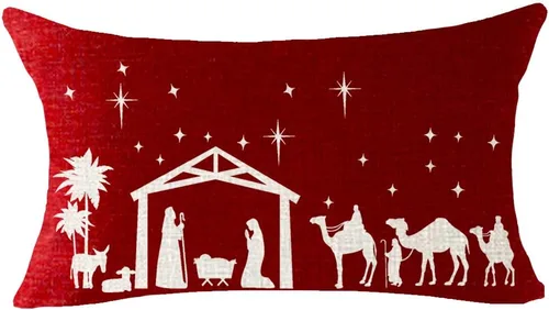 Vista 10 de ITFRO Juego de 2 fundas de almohada de algodón y lino, decoración de Navidad, decoración de pinos, árboles de pino, plantas del bosque, funda