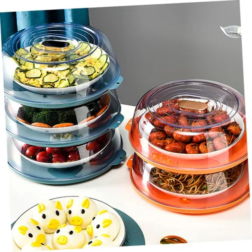 Vista 3 de TIDTALEO Cubierta de tapa de microondas para calentador de alimentos, cubierta de plástico para alimentos, cubierta de placa de alimentos, cubierta
