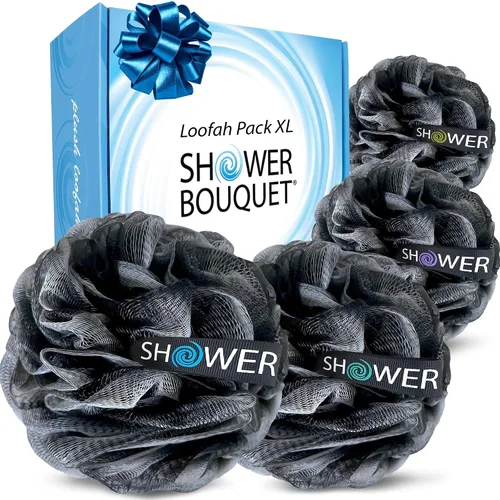 Vista 12 de SHOWER BOUQUET Esponja de baño de lufa XL Swirl-Deep-Deep-4-Pack/ Extra Grande 2.65 oz de malla suave Luffa Loofa Lufa Lufa Puff Set/Exfoliante