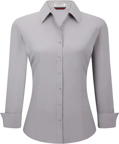 Vista 30 de Esabel.C - Camisa de trabajo con botones de manga larga para mujer, elástica, corte regular