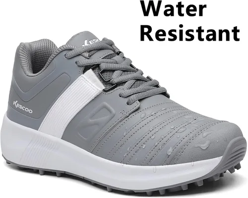 Vista 2 de KESCOO Zapatos de golf impermeables para hombre, calzado de golf profesional sin pinchos, ligero y cómodo al aire libre, zapatillas de entrenamiento