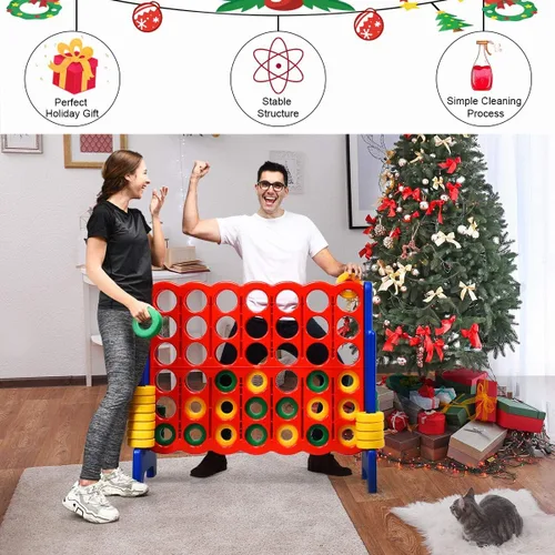 Vista 3 de Costzon Juegos gigantes gigantes de 4 en una fila, Jumbo de 4 en fila para niños y adultos, juego de plástico de conexión familiar para fiestas