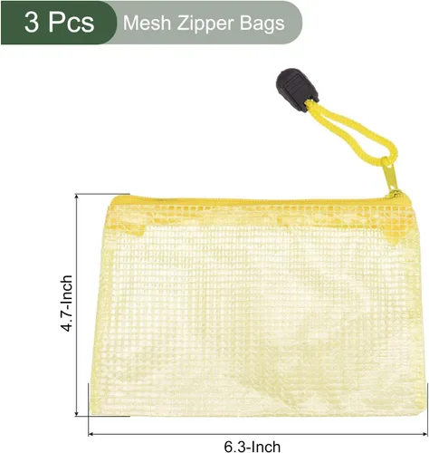 Vista 2 de YOKIVE Paquete de 3 bolsas de malla con cremallera, bolsillos de malla A6, bolsa de plástico para documentos, ideal para electrodomésticos