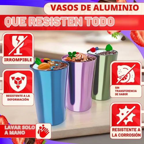Vista 3 de Conjunto de seis vasos de aluminio anodizado