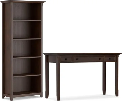 Vista 18 de SIMPLIHOME Amherst - Juego de 2 piezas para oficina en casa, escritorio de madera maciza de 54 pulgadas Distressed Grey
