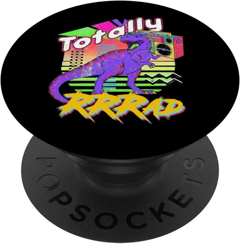 Vista 6 de Totally Rad Dinosaur Rocking Cassette Rock n Roll Music PopSockets MagSafe PopGrip for iPhone
