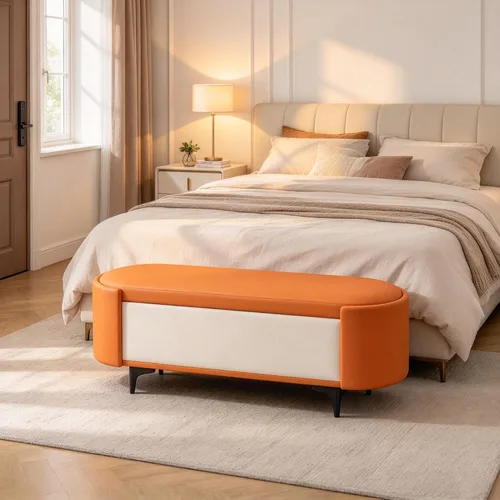 Vista 8 de Storage Bench for Bedroom,Entryway Ottoman with Seating,Edge Footrest Stool