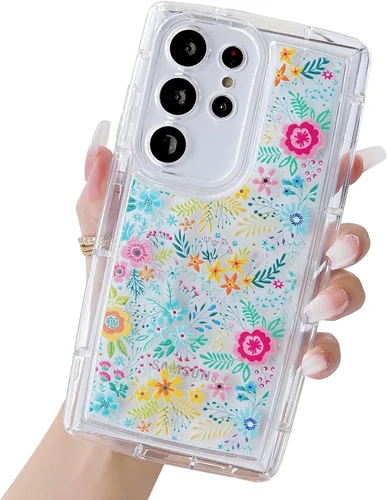 Vista 9 de Funda para Samsung Galaxy S23, para Samsung Galaxy Ultra, delgada, bonita, protectora, transparente, floral, para Samsung Floral A