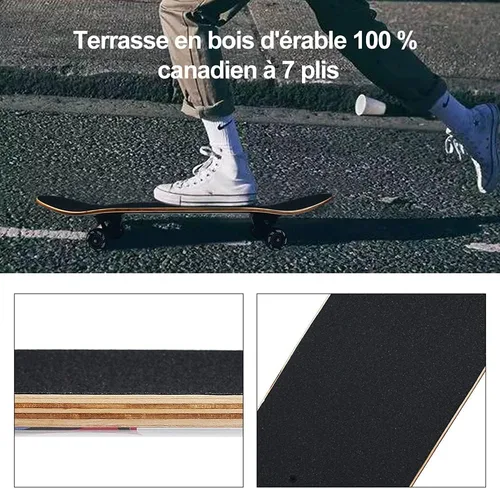 Vista 9 de NPET Pro - Patineta (Skateboard) completa de 31 pulgadas y 7 capas de arce canadiense. Patineta cóncava