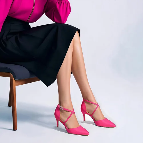 Vista 3 de ELEGANTPARK Tacones para mujer con punta cerrada con tiras puntiagudas de tacón alto de satén puntiagudo, zapatos de vestir de noche para boda