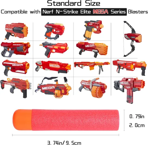 Vista 5 de Mega Dart - Paquete de repuesto de 180 piezas compatibles con pistolas Nerf N-Strike Mega Series, color rojo