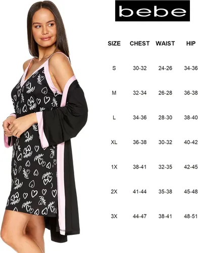 Vista 7 de bebe Conjunto de pijama de camisón y bata corta para mujer, pijamas a juego para mujer