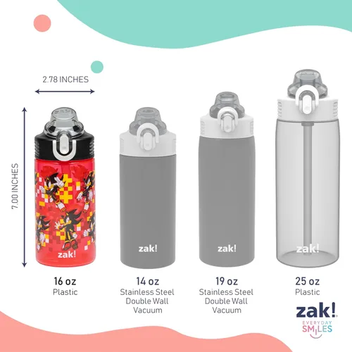 Vista 10 de Zak Designs Sonic Sage - Botella de agua para niños, 16 onzas Sonic & Shadow 2pk