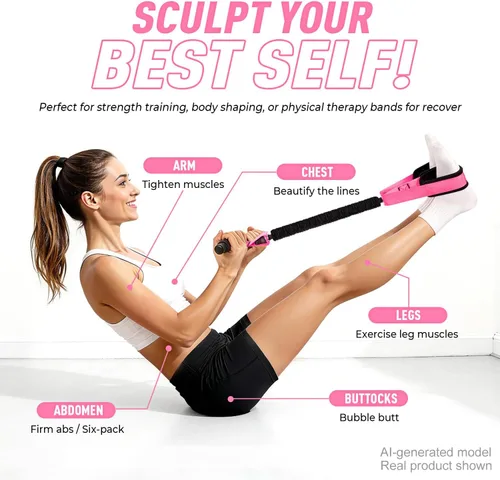 Vista 5 de Pedal Resistance Band with Handle, Upgraded Durable Thickened Latex Tubes and Soft Foam Fabric Foot Pedal, Sit Up Exercise Equipment for Abdomen