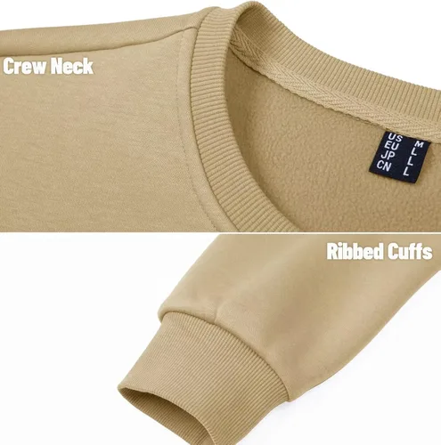 Vista 6 de MAGCOMSEN Sudadera de cuello redondo para hombre, de manga larga, informal, cálido, forro polar