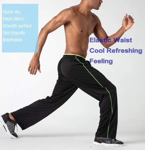 Vista 4 de BIYLACLESEN Pantalones deportivos para hombre, con bolsillos con cremallera, transpirables, para correr, gimnasio, entrenamiento, pantalones
