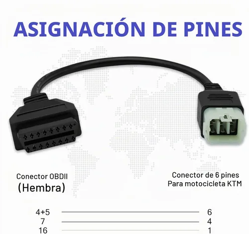 Vista 5 de Adaptador OBD2 apto para cable de diagnóstico de motocicleta KTM