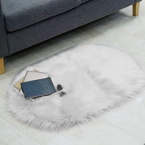 Vista 10 de RosieLily Alfombra de piel sintética ultrasuave de 1.3 x 2 pies, piel de oveja lanuda esponjosa, lavable a máquina, manta decorativa