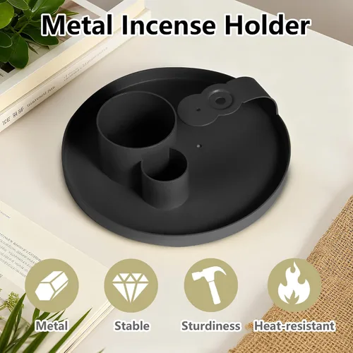 Vista 7 de Soporte de incienso 4 en 1, soporte para quemador de salvia, quemador de palo santo, bandeja de captura de cenizas de 5.47 pulgadas, soporte