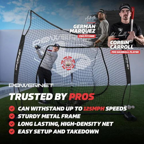 Vista 2 de PowerNet Baseball Softball Practice Net 7x7 with Baseball Accessories for Practice Pitching, Batting & Fielding, Ball Caddy, Weighted Baseballs, Tee