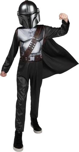 Vista 5 de Star Wars The Mandalorian - Disfraz oficial de Halloween para jóvenes, overol estampado con máscara de plástico