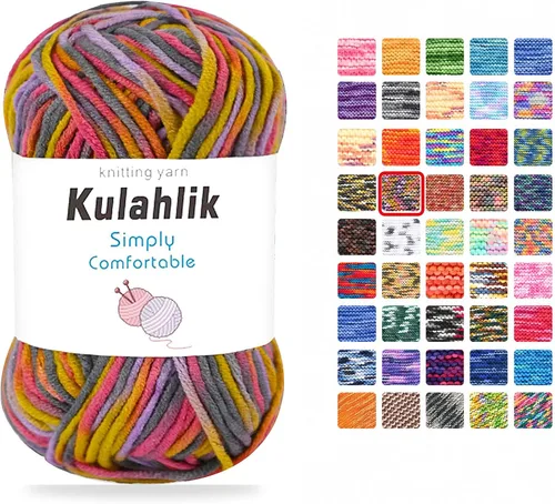 Vista 9 de 50g (1x50g) Hilo Acrílico para Crochet y Tejido, Hilo Degradado Colorido, 1 Rollo de Madejas, Hilo Acrílico Multicolor, Perfecto para Proyectos