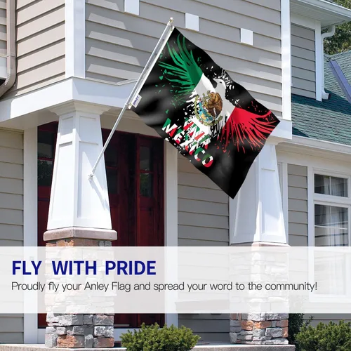Vista 2 de Anley Fly Breeze - Bandera de México Viva de 3 x 5 pies, color vivo y a prueba de decoloración, cabecera de lona y doble costura, banderas