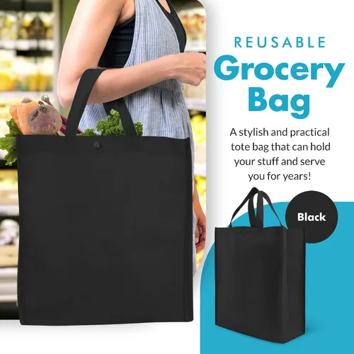 Vista 2 de Bolsa para comestibles reutilizable, paquete de 10 unidades, Negro
