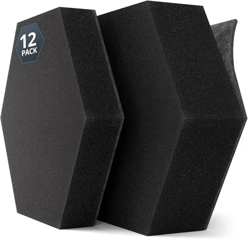 Vista 12 de Paneles de espuma acústica, hexagonal 3D de doble grosor de 1.57 pulgadas y 2.75 pulgadas, azulejos absorbentes de sonido para estudio, habitación