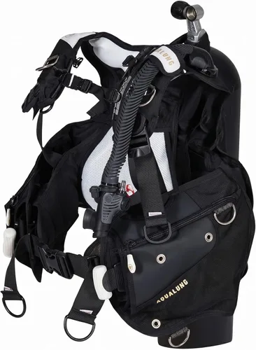 Vista 5 de Aqualung Axiom Dive BCD para mujer, compensador de flotabilidad de buceo estilo chaqueta con sistema de peso SureLock II, arnés de envoltura, banda
