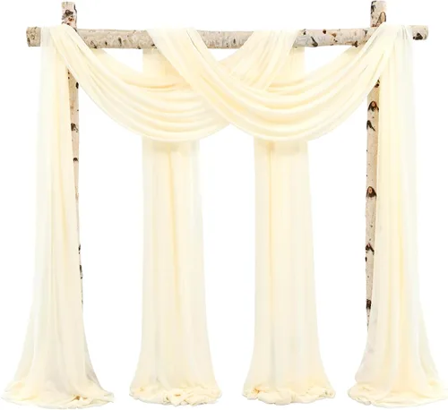 Vista 10 de Tela para Cubrir Arco de Boda, 4 Paneles 71 cm x 6,1 m Telas para Arco de Boda Azul Bebé para Ceremonia, Telas de Gasa para Decoración de Arco