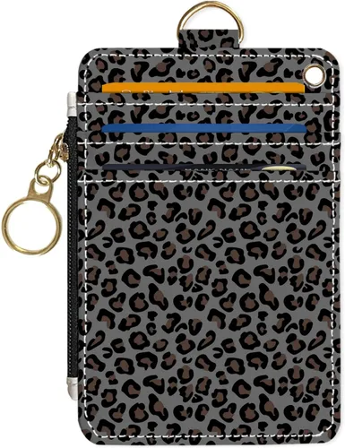 Vista 24 de Portafolios delgados con soporte para tarjeta de crédito, funda delgada de cuero PU con bloqueo RFID para viajes con ventana para ID, regalos