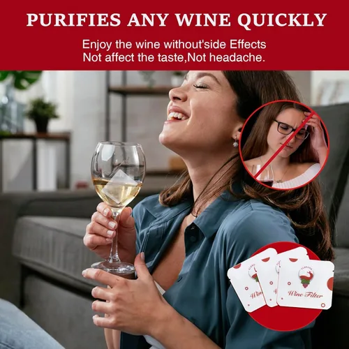 Vista 2 de Filtros de vino – Paquete de 12 purificadores de vino que elimina histaminas y sulfitos, puede reducir y aliviar alergias y sensibilidades al vino