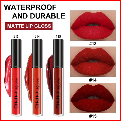 Vista 4 de AMY'S DIARY Juego de 3 Lápices Labiales Líquidos Mate Rojo Brillante, Tinte de Labios de Larga Duración 24 Horas Impermeable, Juego de Regalo de 05