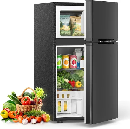 Vista 8 de COWSAR Refrigerador de 3.2 pies cúbicos con congelador, refrigerador compacto con 2 puertas