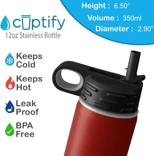 Vista 128 de Cuptify Botella de agua para niños personalizada con nombre en botella de agua aislada con anillo brillante verde de 12 onzas Verde brillante