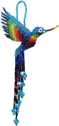 Vista 16 de Mia Jewel Shop - Figurina colgante decorativa de colibrí Figuras de pájaros para decoración del hogar Adorno de vidrio checo con cuentas