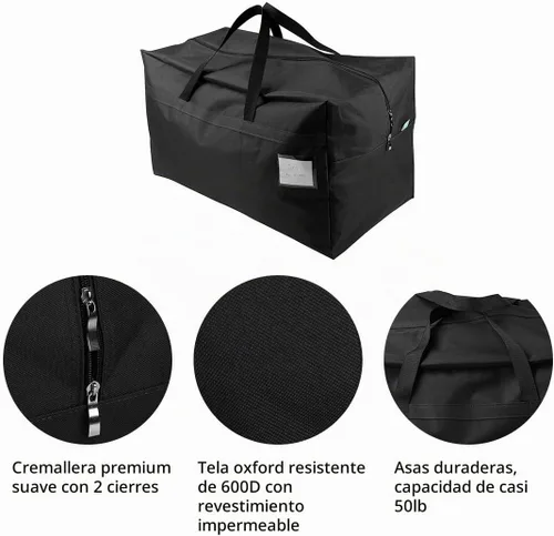 Vista 4 de AMJ Bolsa Contenedora de Almacenamiento para Decoraciones de Navidad Contiene Árboles de Navidad, Luces, Bolas etc, Bolsa de Abertura Superior Sin