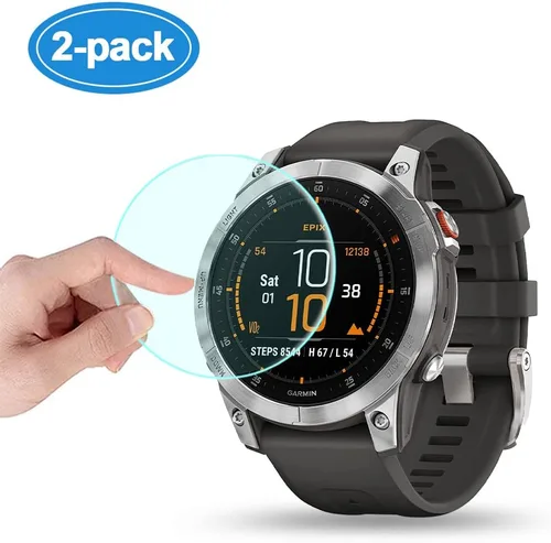 Vista 2 de Poyiccot Paquete de 2 protectores de pantalla compatibles con Garmin epix Gen 2, protector de pantalla de vidrio templado de dureza 9H compatible