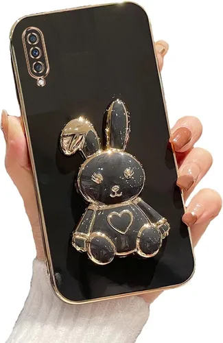 Vista 24 de Funda con soporte de conejo de corazón para Samsung Galaxy A10, cubierta protectora de TPU suave galvanizada a prueba de golpes con bonito soporte