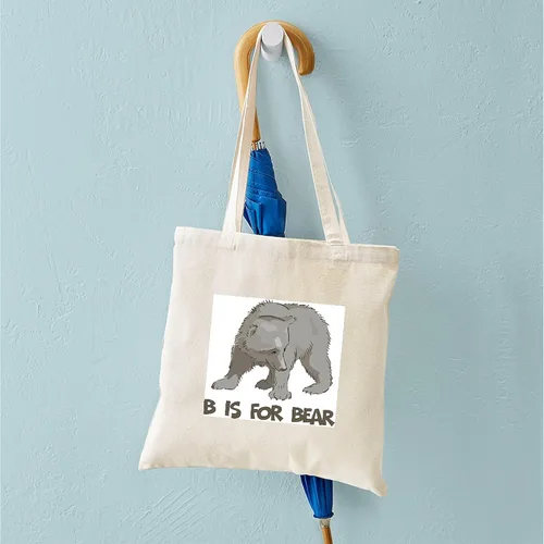 Vista 5 de CafePress B is for Bear Tote Bag Bolsa de asas de lona natural, bolsa de compras reutilizable