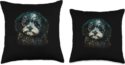 Vista 3 de Havanese gift for dog mom Almohada con diseño de retrato de perro Havanés, 16 x 16 pulgadas, multicolor