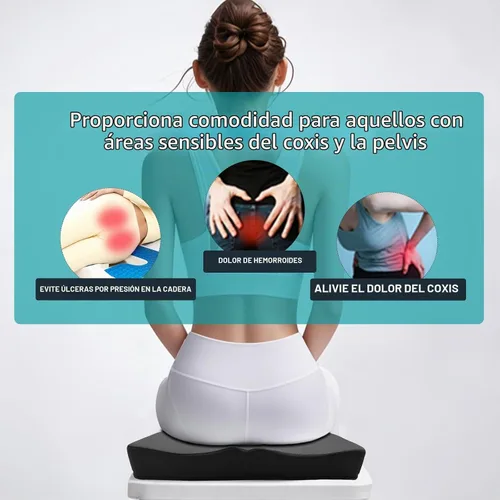 Vista 5 de Cojín de asiento de silla de ruedas de gel, cojines para dolor de cama para glúteos, almohada de espuma viscoelástica para hemorroides para sillas