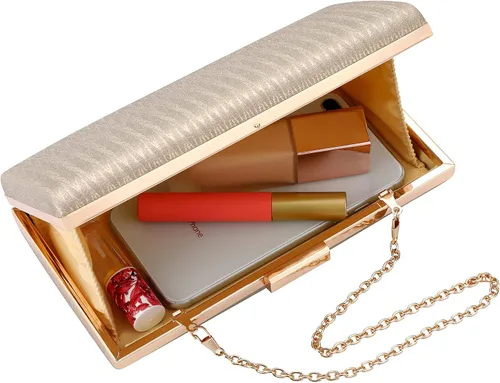 Vista 6 de Rucavono Monederos de mano para mujer, bolsos de mano dorados, bolsos de noche, bolsos clásicos de boda, fiesta, novia, baile de graduación, bolso