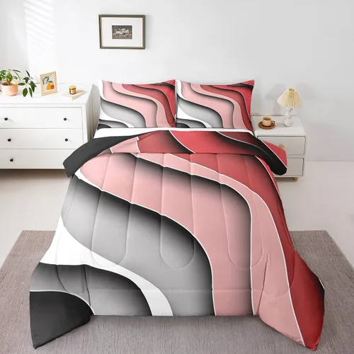 Vista 17 de Erosebridal Juego de ropa de cama abstracta con diseño de olas marinas tamaño Queen, juego de edredón y juegos de ropa de cama con temática de playa