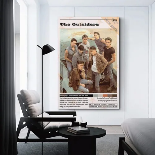 Vista 3 de DOKTor Pósteres estéticos de película The Outsiders, pintura decorativa, lienzo, pósteres de pared e impresión artística moderna para decoración
